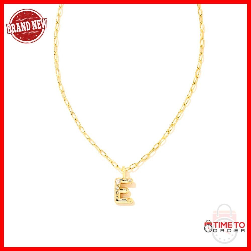 Gold Plated Crystal Letter Pendant Necklace with 16" Chain & Extender